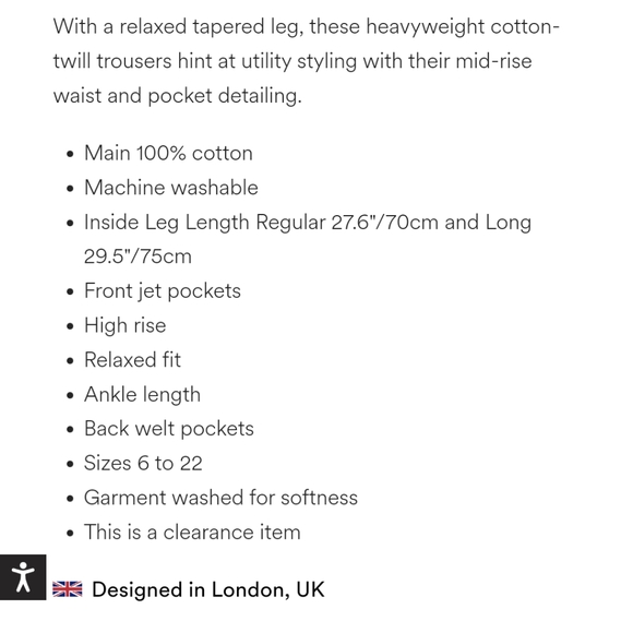 Boden Casual Cotton Pants Long - Picture 5 of 5